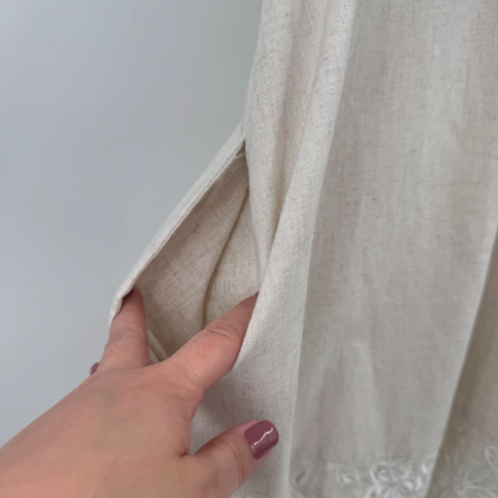 Ranna Gill Dress Women XS Beige Sleeveless Eyelet Boho Coquette Pleated Fairy - Picture 5 of 10